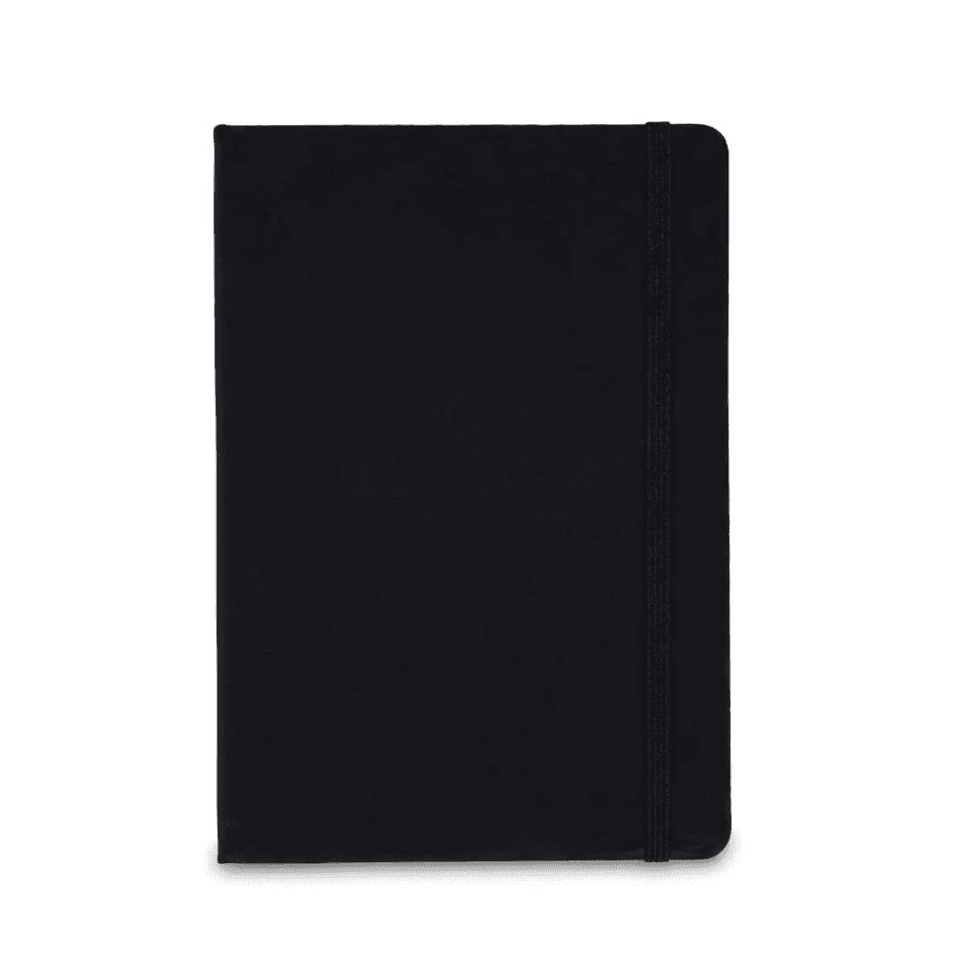 A5 Leather Notebook With Strap - Black