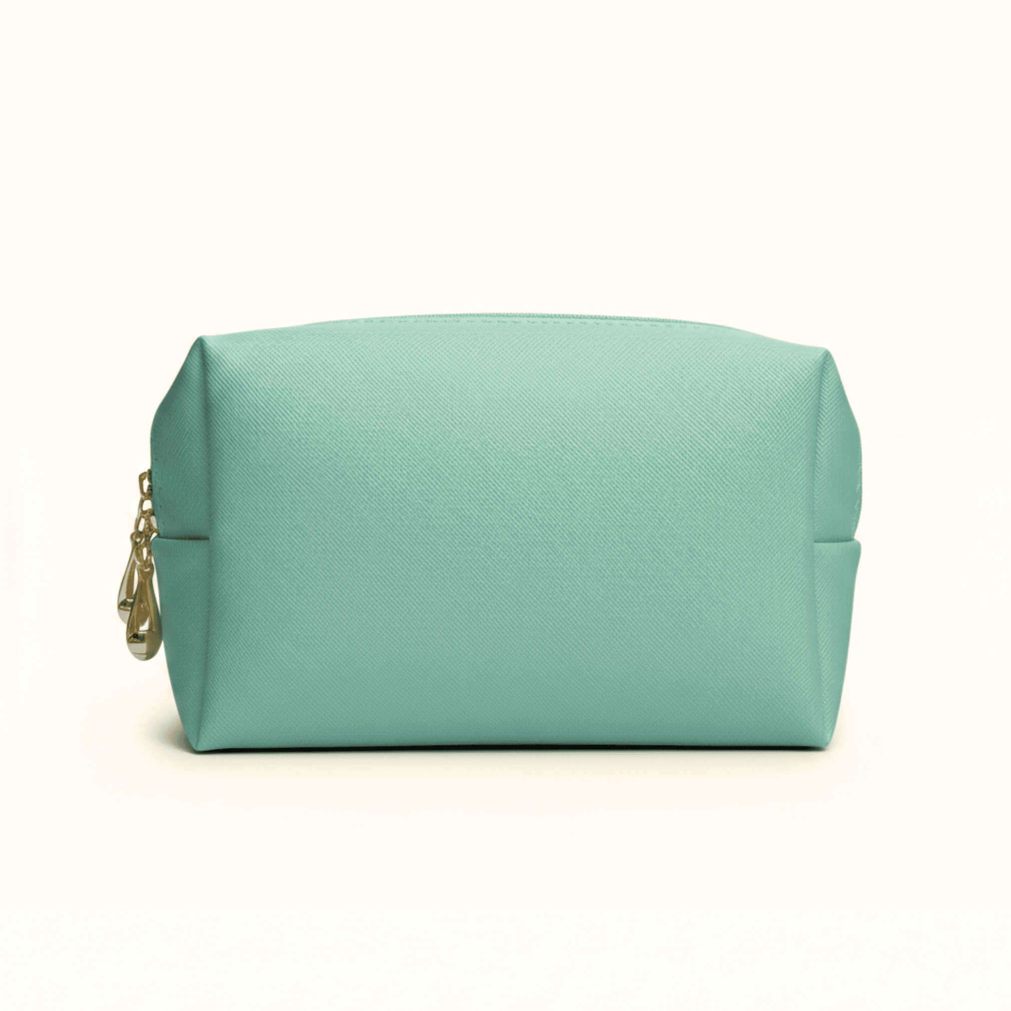 Saffiano PU Leather Zip Pouch - Mint Green