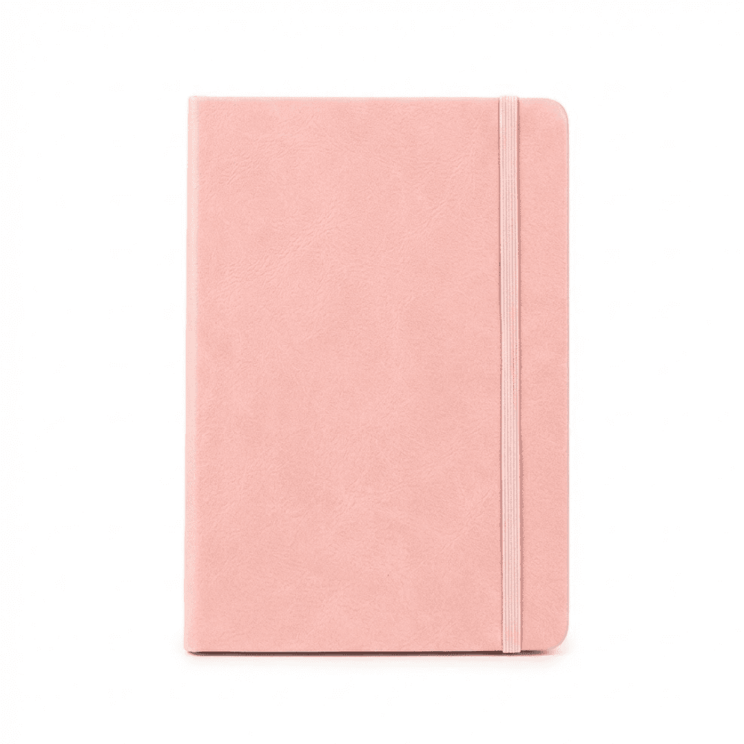 A5 Leather Notebook With Strap - Pink