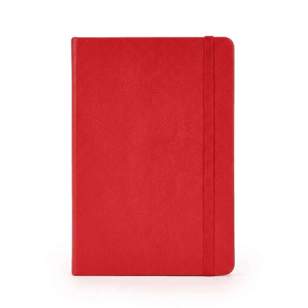 A5 Leather Notebook With Strap - Red